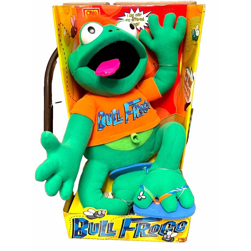 NOS Vtg 1998 BULL FROGG Frog Interactive Talking Plush Toy Ohio Art WORKS! w/Box